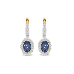 Gyémánt és zafír köves arany fülbevaló