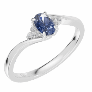 Gyémánt és kék zafír köves arany gyűrű